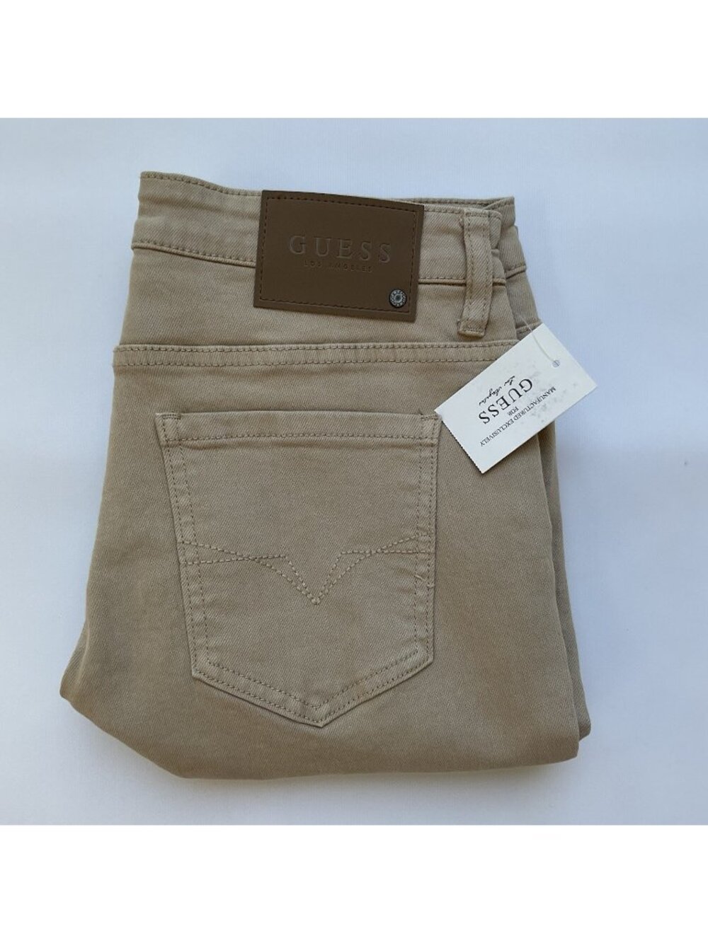 Guess Men’s Skinny Jeans Mid Rise In Khaki Stretch Denim Size 32X32